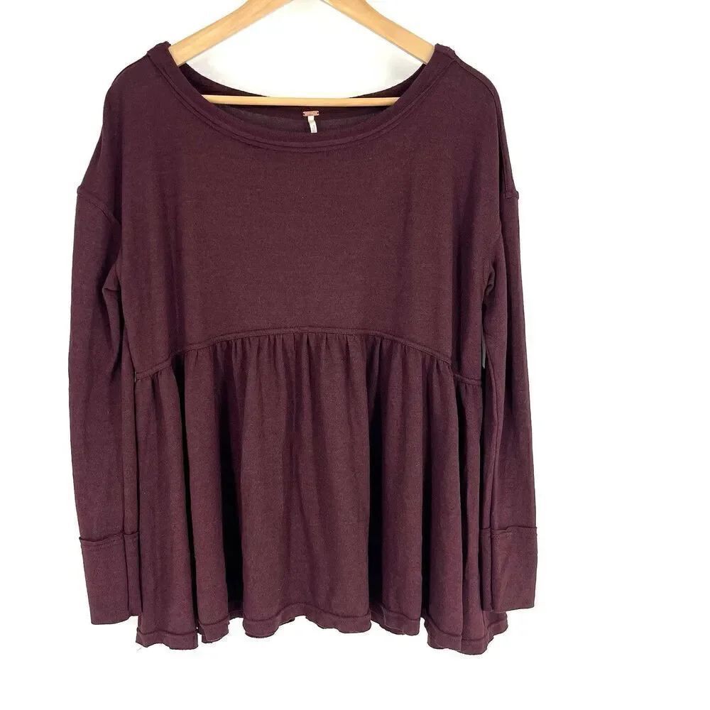 Free People Top Size Small Womens Forever Your Girlfriend Garnet Babydoll Shirt